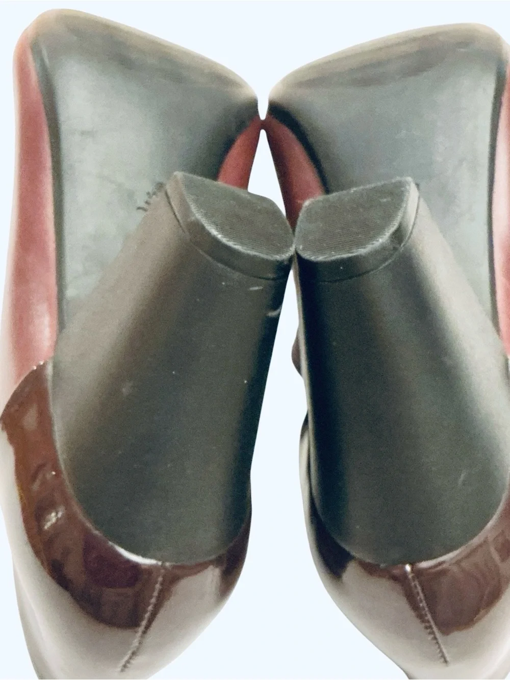 Clarks Burgundy Leather Mary Jane Pump Patent Accents Women’s Size 10 W